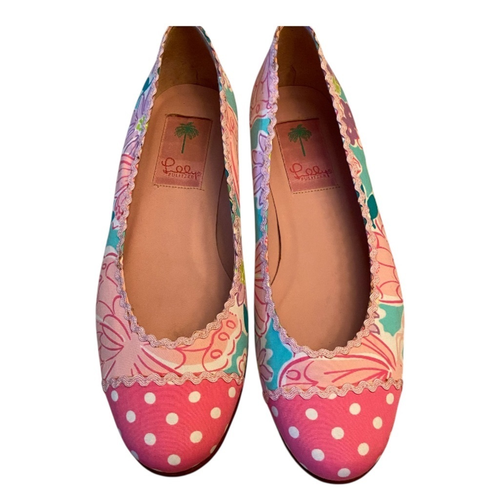 Lilly Pulitzer Pink Floral & Polka Dot Ballet Flats
